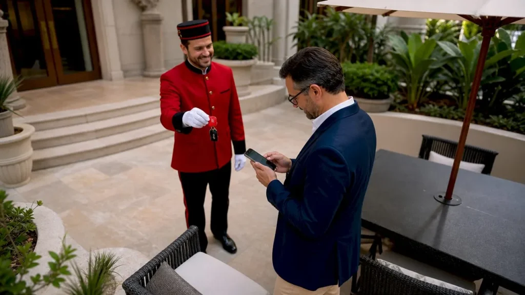 Un client qui fait appel à un service de conciergerie automobile